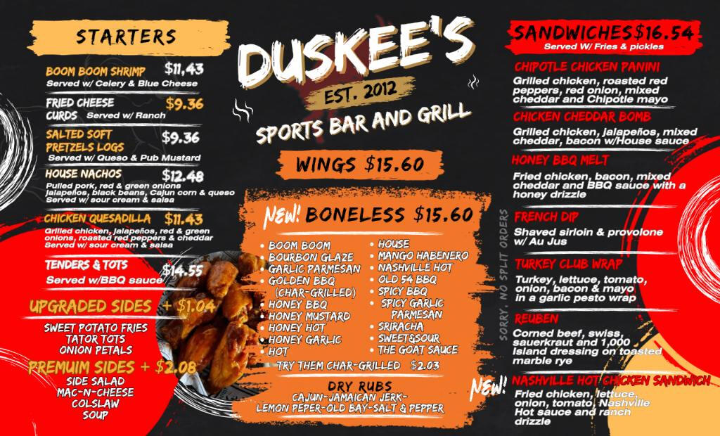 Duskee's Menu